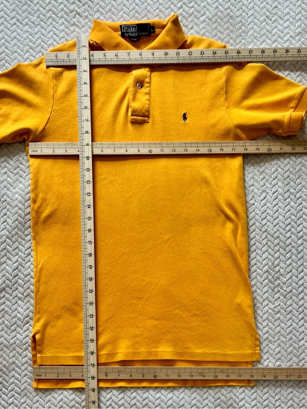 Polo by Ralph Lauren Men’s Large Slim Mustard Yellow Short-Sleeve Polo VINTAGE